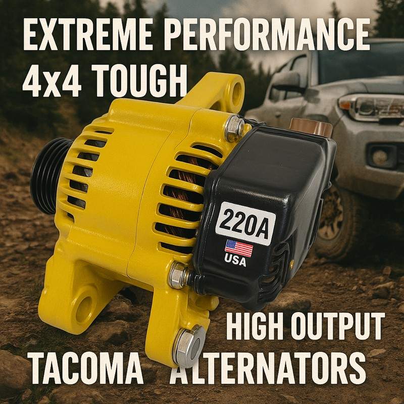 220A Powder Coated Yellow High Output Alternator for Toyota Tacoma